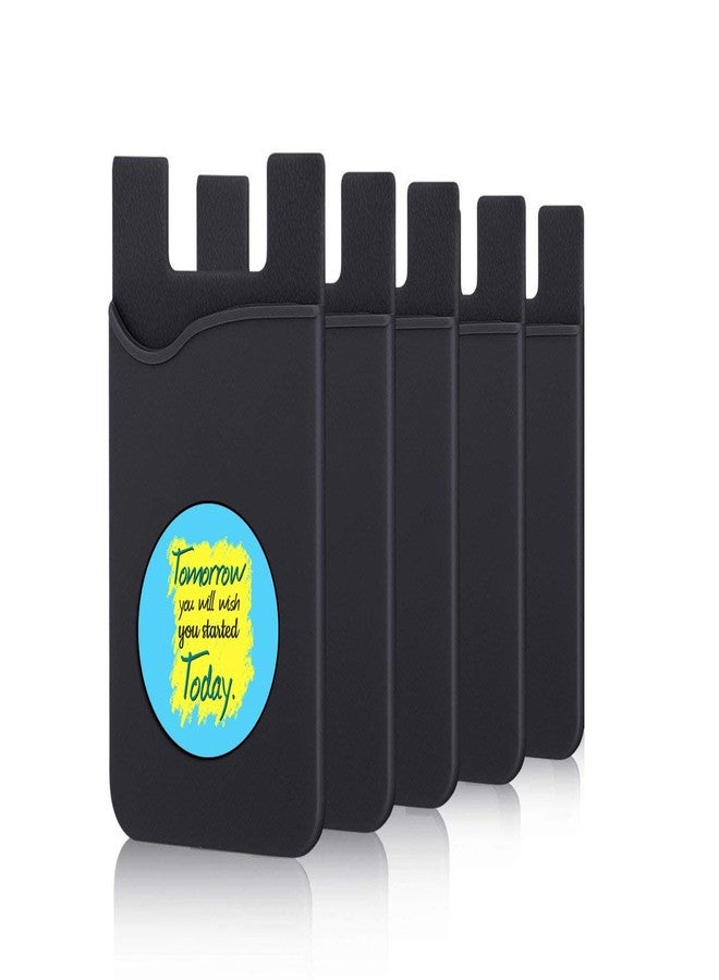 Plan To Gift Set of 3 Cell Phone Card Wallet, Silicone Phone Card Id Cash Wallet with 3M Adhesive Stick-on Today Start Printed Designer Mobile Wallet for Your Phone & Tablet - Image 4